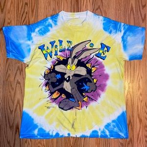 1995 Vintage Warner Bros Wile E Coyote Tie Dye T-Shirt